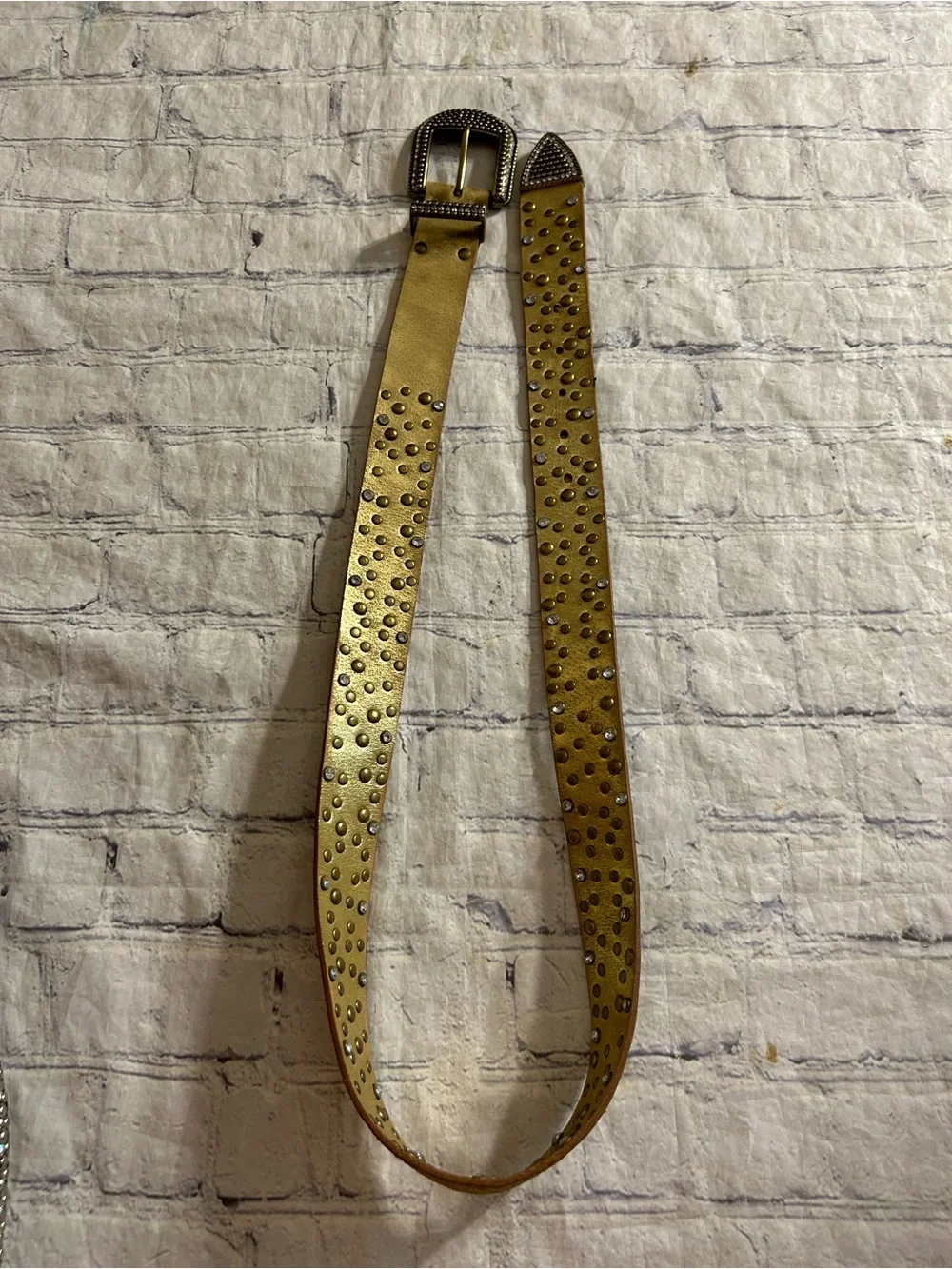 ARIZONA FULL GRAIN COWHIDE GOLD & BLACK FAUX SKIN PRINT EMBELLISHED WOMEN’S BELT